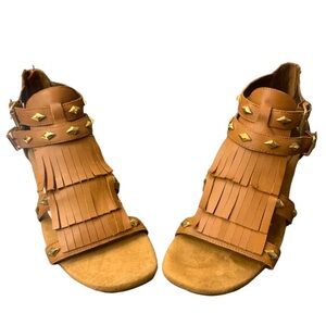 New Suede Fringe Sandals NWOT